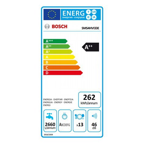 Bosch Serie | 4 | Freestanding (can be integrated) | Dishwasher Built under | SMS4HVI33E | Width 60 cm | Height 84.5 cm | Class - 6